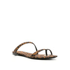 Brown Fabric Flat Sandals