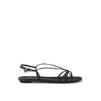 Black Calfskin Flat Sandals