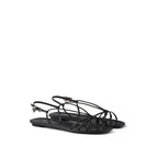 Black Calfskin Flat Sandals