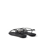 Black Calfskin Flat Sandals