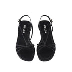 Black Calfskin Flat Sandals