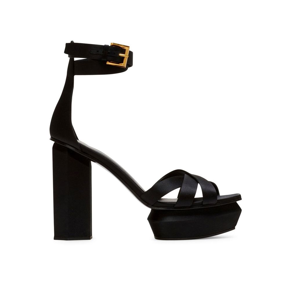 Black Silk Platform Sandals