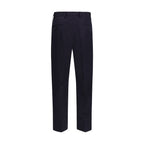 Blue Cotton Casual Pants