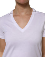 White V-Neck Cotton Short Sleeves T-shirt