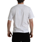White Logo Patch Cotton Crew Neck T-shirt
