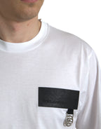 White Logo Patch Cotton Crew Neck T-shirt