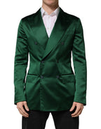 Green Satin Double Breasted Jacket Blazer