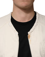 Off White Cotton Full Zip Denim Men Blouson Jacket