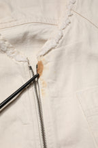 Off White Cotton Full Zip Denim Men Blouson Jacket