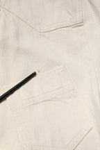 Off White Cotton Full Zip Denim Men Blouson Jacket
