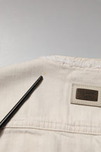 Off White Cotton Full Zip Denim Men Blouson Jacket