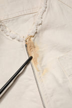 Off White Cotton Full Zip Denim Men Blouson Jacket