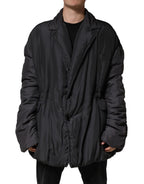 Black Silk Padded Parka Men Coat Jacket