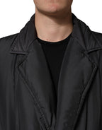 Black Silk Padded Parka Men Coat Jacket