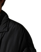 Black Silk Padded Parka Men Coat Jacket