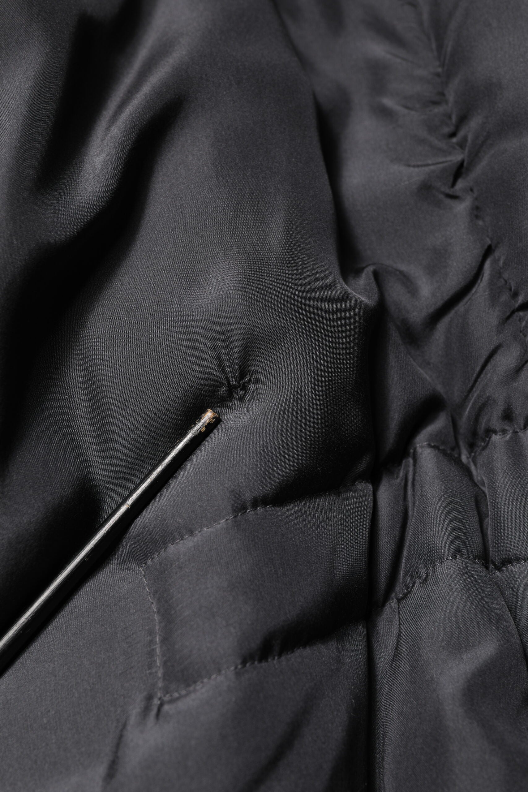 Black Silk Padded Parka Men Coat Jacket