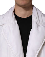 White Silk Padded Parka Men Coat Jacket