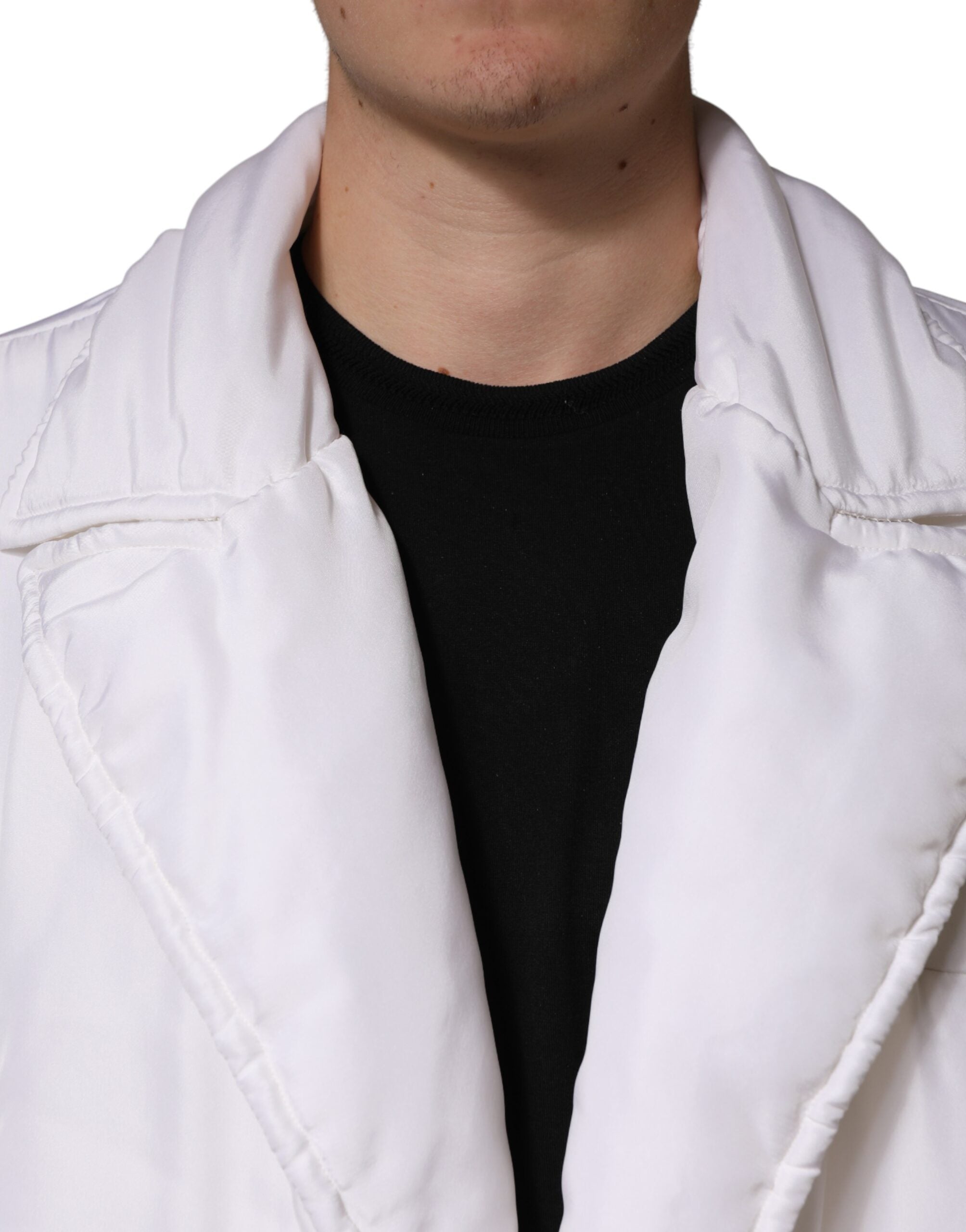 White Silk Padded Parka Men Coat Jacket