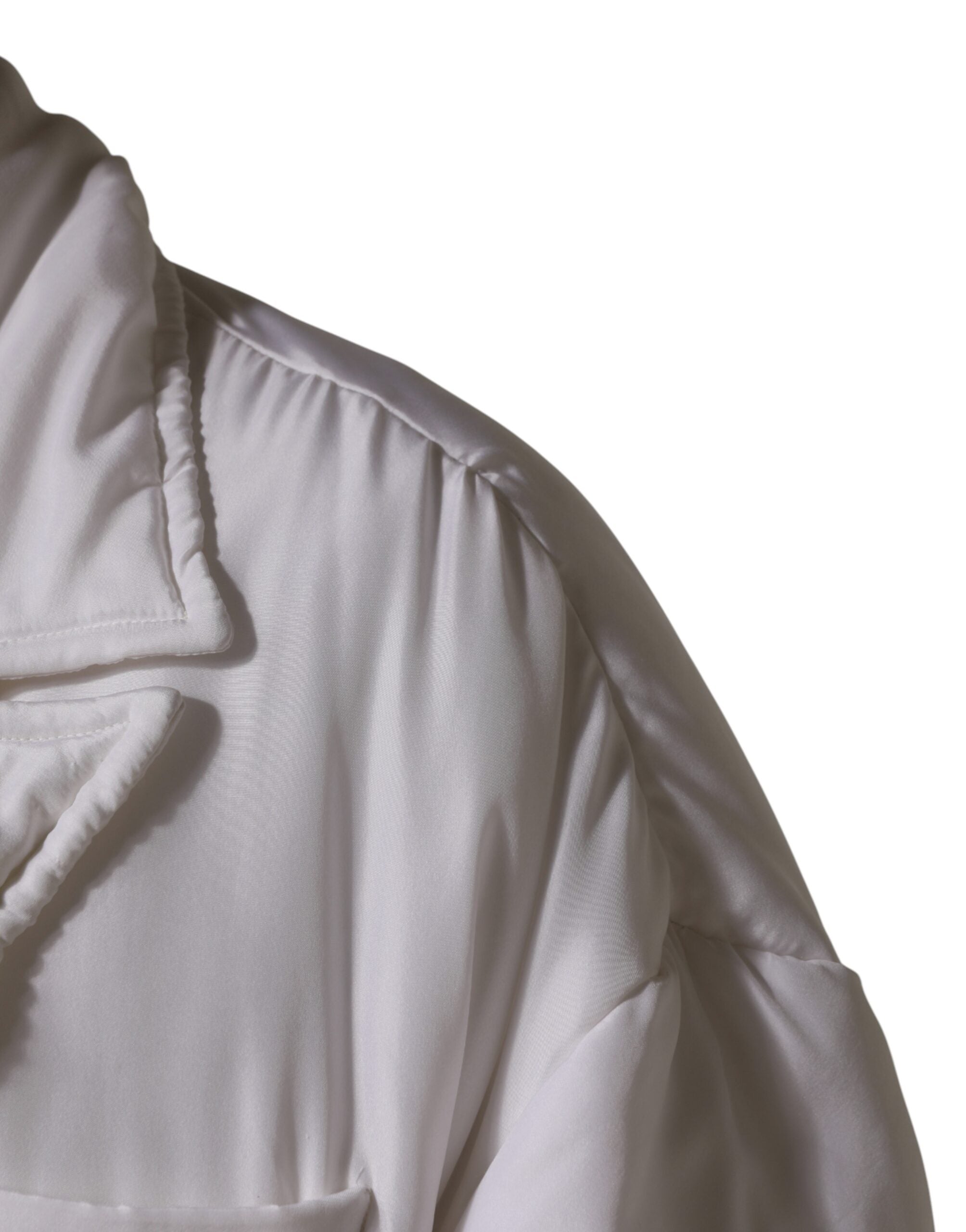White Silk Padded Parka Men Coat Jacket
