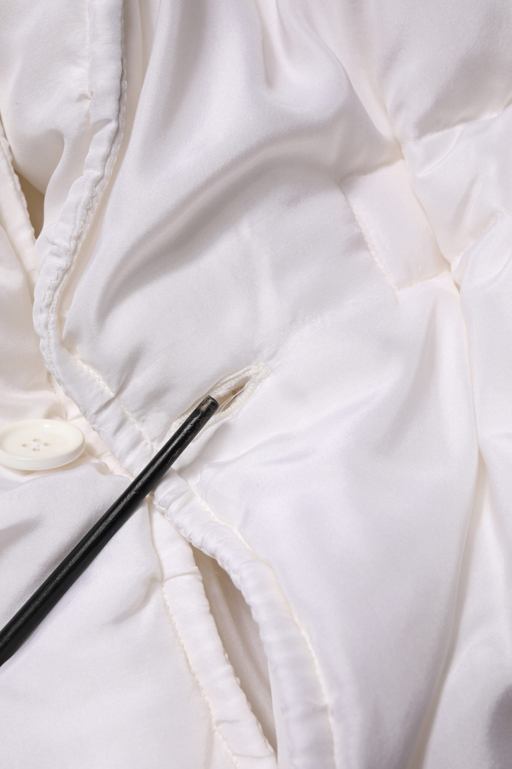 White Silk Padded Parka Men Coat Jacket