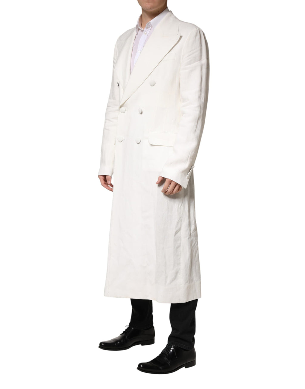 White Double Breasted Men Trench Coat Jacket