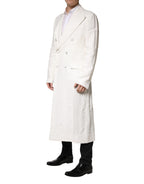 White Double Breasted Men Trench Coat Jacket