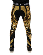 Black Gold Geometric Logo Men Leggings Pants