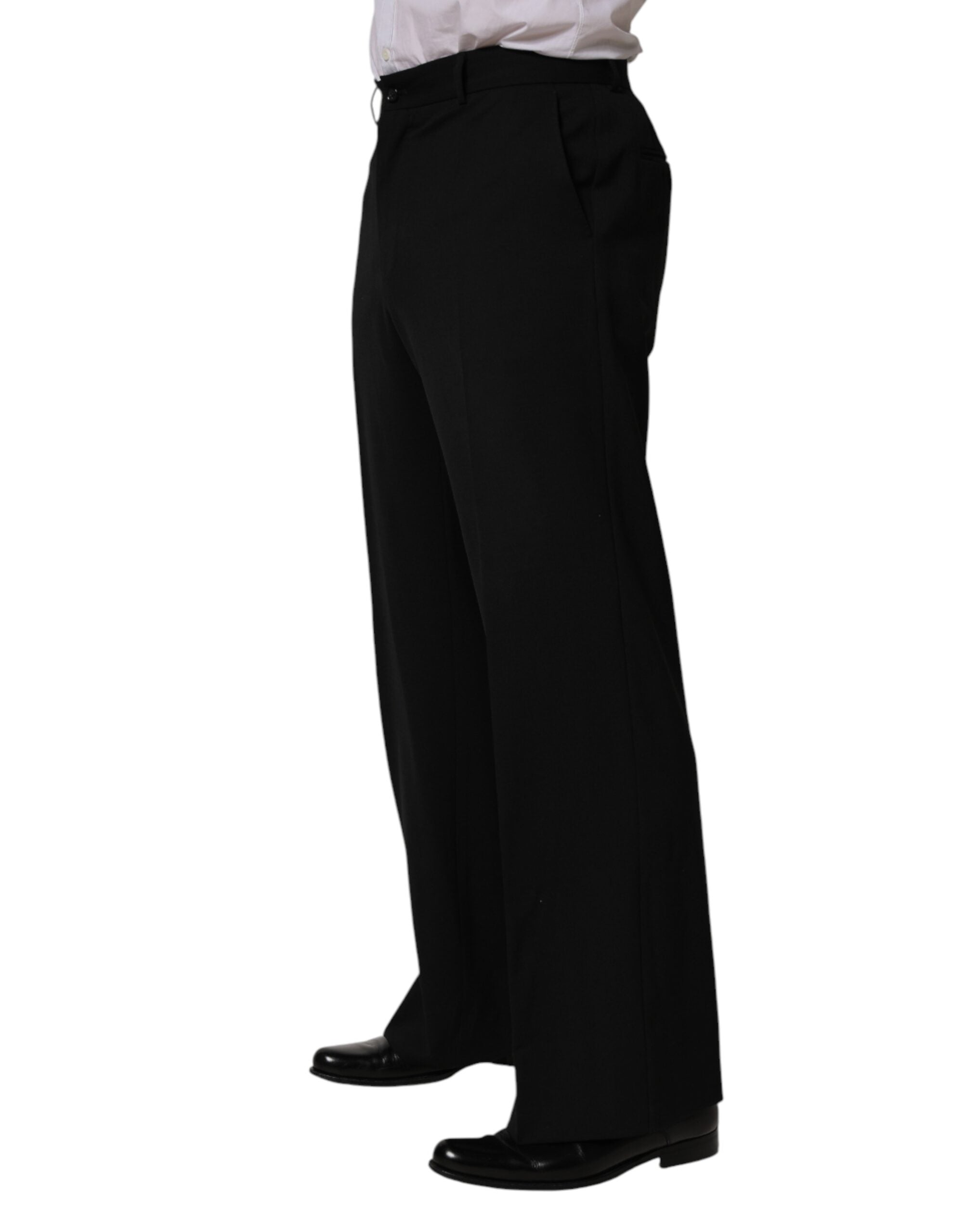 Black Wool Straight Men Dress Trouser Pants