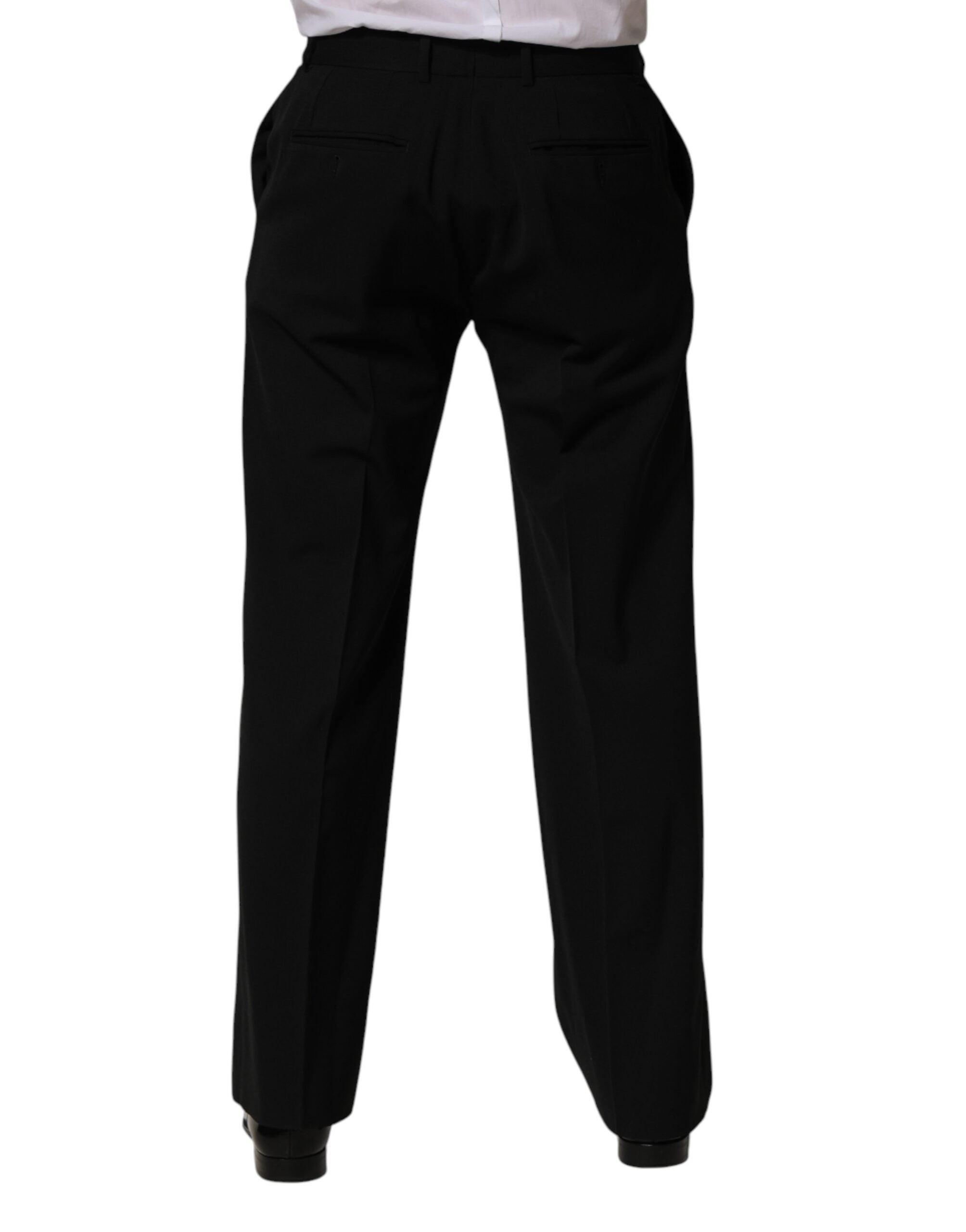 Black Wool Straight Men Dress Trouser Pants