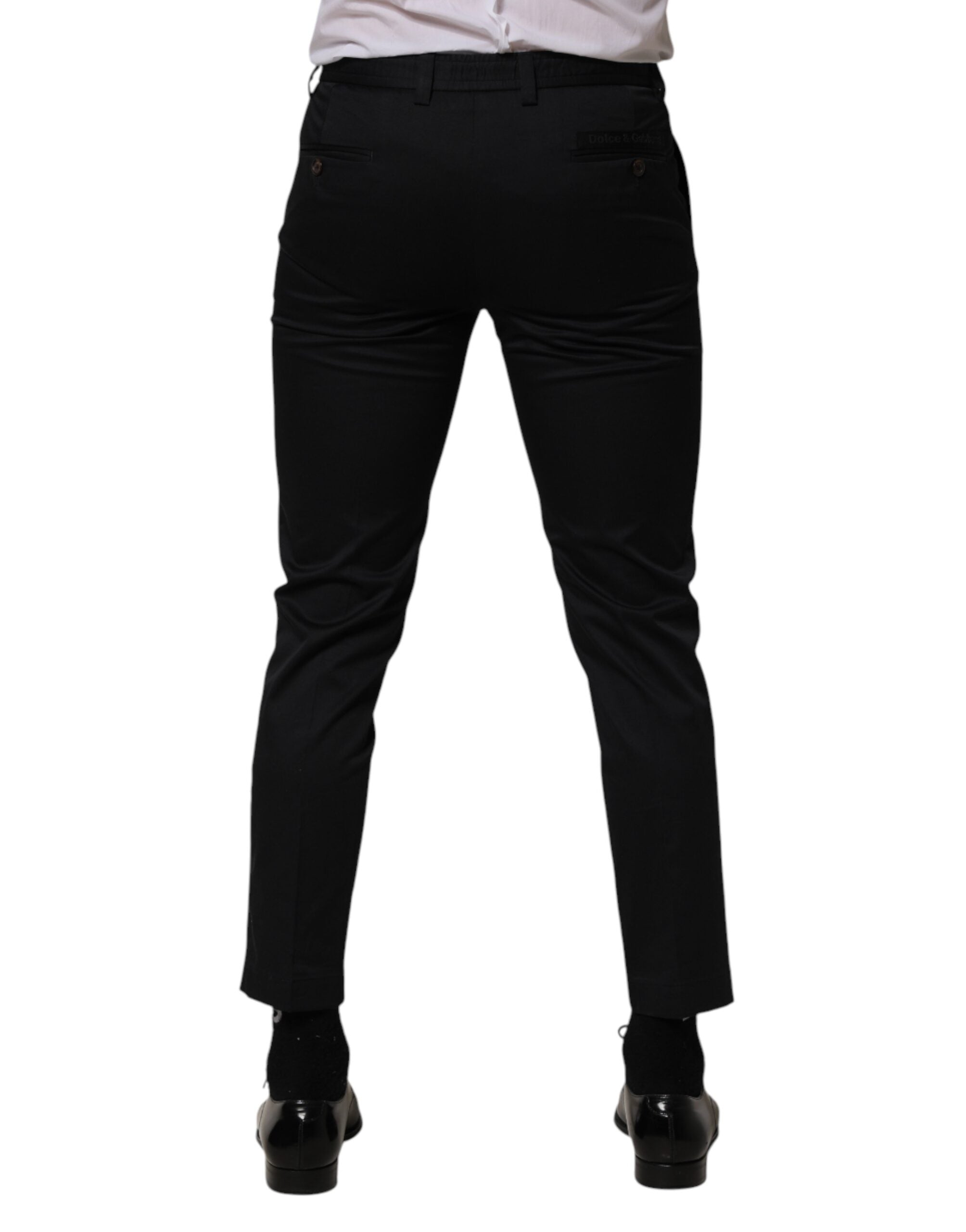 Dark Blue Cotton Skinny Dress Trouser Pants