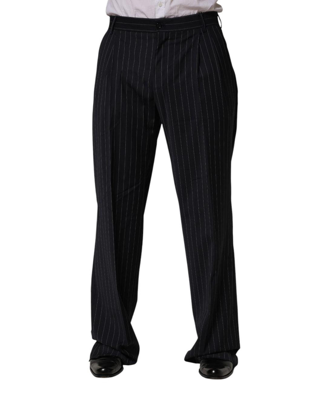 Black Stripe Straight Men Dress Trouser Pants