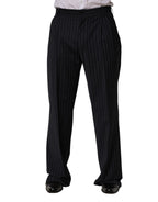 Black Stripe Straight Men Dress Trouser Pants