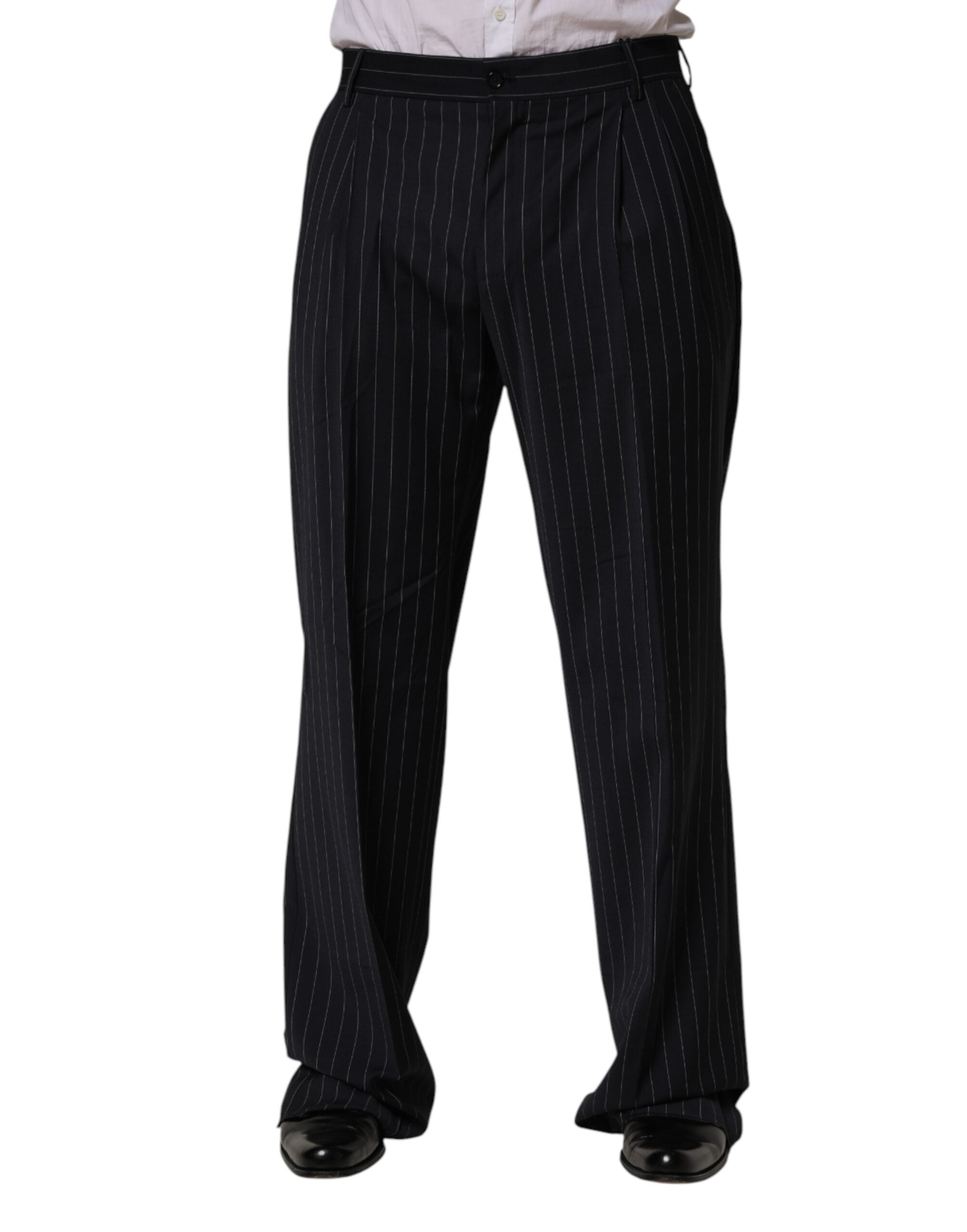 Black Stripe Straight Men Dress Trouser Pants