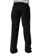 Black Stripe Straight Men Dress Trouser Pants