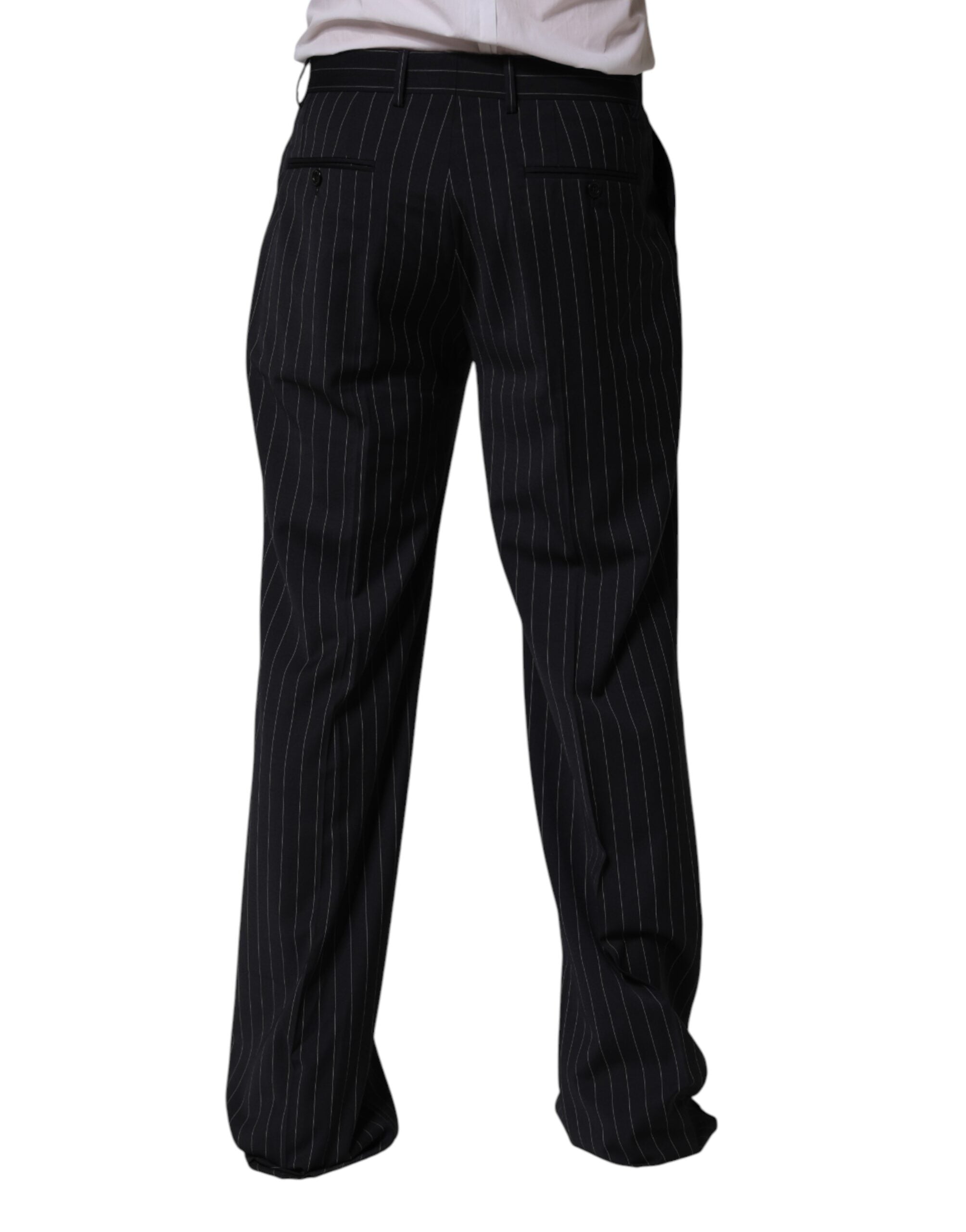Black Stripe Straight Men Dress Trouser Pants