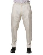White Silk Tapered Dress Men Trouser Pants