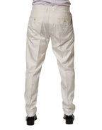 White Silk Tapered Dress Men Trouser Pants