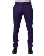 Purple Wool Skinny Dress Men Trouser Pants