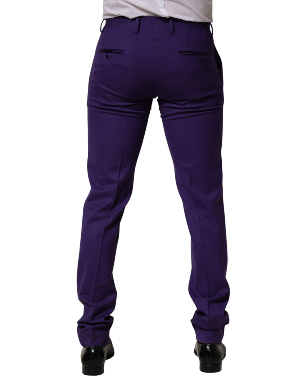 Purple Wool Skinny Dress Men Trouser Pants