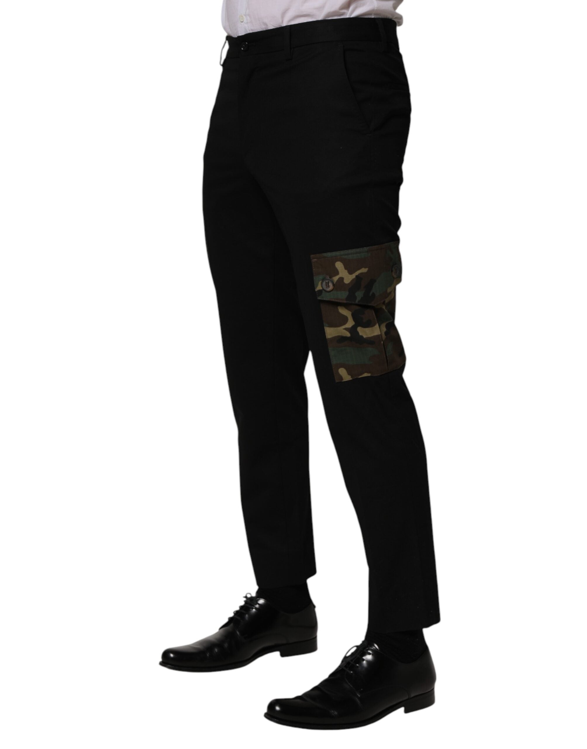 Black Cotton Skinny Dress Cargo Trouser Pants