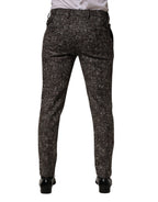 Brown Wool Plaid Skinny Dress Trouser Pants