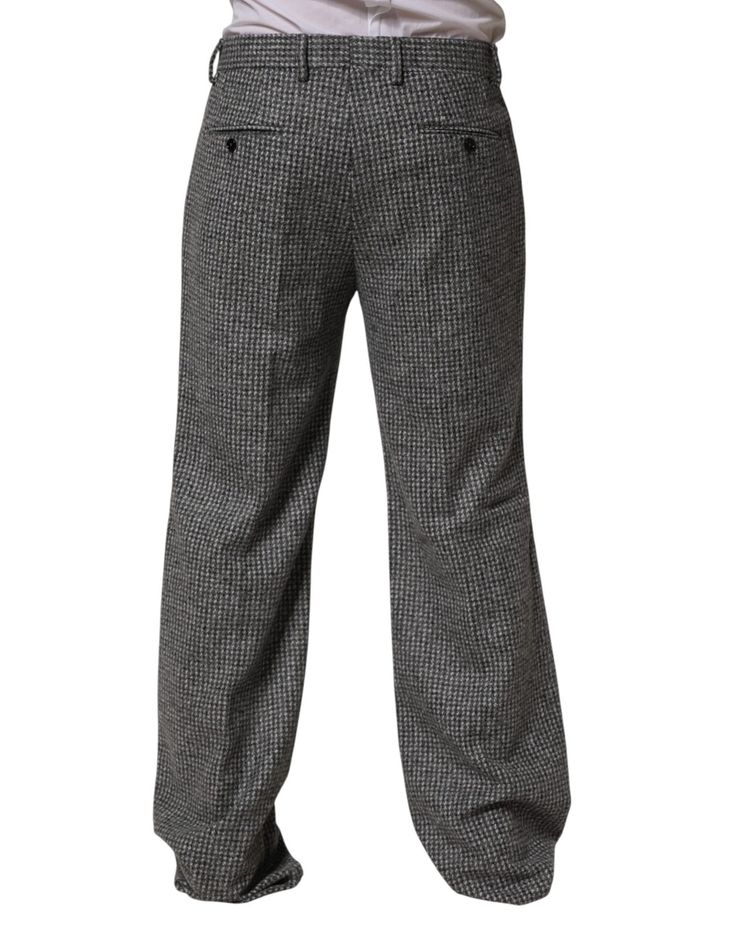 Gray Houndstooth Straight Dress Trouser Pants