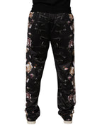 Black Floral Straight-Leg Chino Trouser Pants