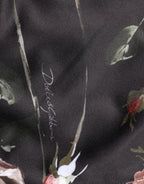 Black Floral Straight-Leg Chino Trouser Pants