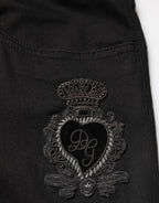 Black Sacred Heart Skinny Men Denim Jeans