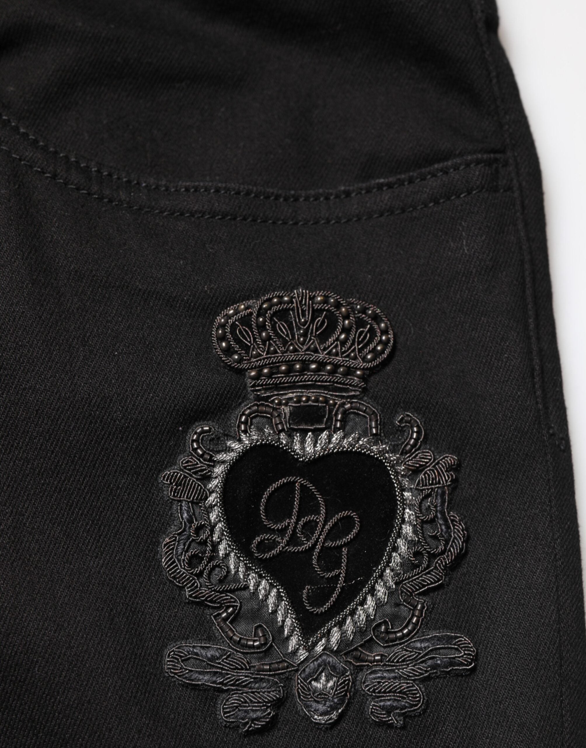 Black Sacred Heart Skinny Men Denim Jeans