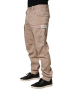 Beige Straight Cargo Chino Men Trouser Pants