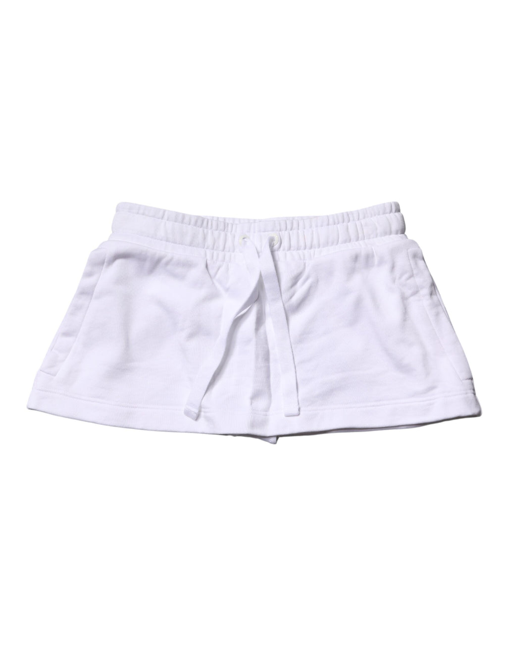 White Cotton Blend Mid Waist A-line Mini Skirt