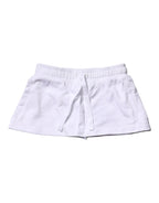 White Cotton Blend Mid Waist A-line Mini Skirt
