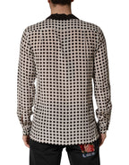 White Black Polka Dot Silk Men Casual Shirt